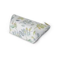Watercolor Tossed Leaves Accessory Pouch w T-bottom in Aqua